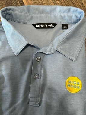 Travis Mathew HIGH NOON polo shirt mens XL Heather Blue